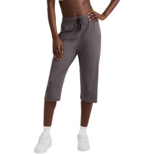 imageChampion Womens Cotton Capris Womens Drawstring Cropped Sweatpants Womens Capri Pants 18quotGranite Heather