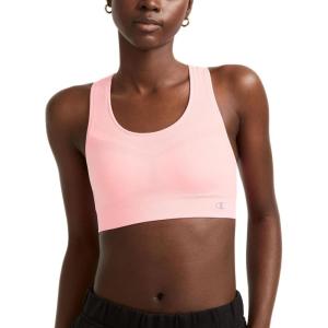 imageChampion Womens Sports Bra Infinity Racerback Moderate Support Seamless Sports Bra for WomenPink Bow