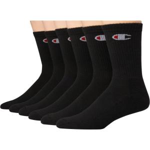 imageChampion mens Crew Socks  Moisturewicking Athletic Socks With Cushioning ampamp Arch Support Size 612Black Crew C  6 Pack
