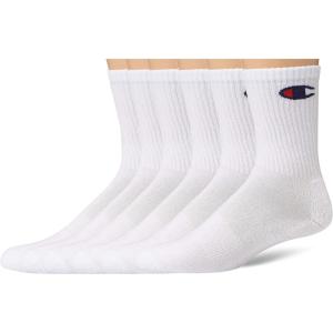 imageChampion mens Crew Socks  Moisturewicking Athletic Socks With Cushioning ampamp Arch Support Size 612White  6 Pack