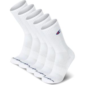 imageChampion mens Crew Socks  Moisturewicking Athletic Socks With Cushioning ampamp Arch Support Size 612White