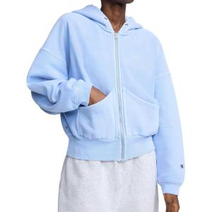 imageChampion womens Zipup Hoodie Vintage Wash Running Women C LogoPewter Blue