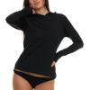 imageChampion Rash Guard for Women with Hood Long Sleeve Hoodie Swim Shirts for Women Quick Dry UPF 50 SPF Sun ampamp UV ProtectionBlack