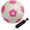imageChampion Youth ampamp Adult Soccer Ball  Paneled Design Enhanced Control Durable Cover ampamp Butyl Bladder for Indoor ampamp Outdoor Training Sizes 3 4 5 Includes 6quot PumpWhiteOptic PinkEvening Primrose