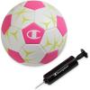 imageChampion Youth ampamp Adult Soccer Ball  Paneled Design Enhanced Control Durable Cover ampamp Butyl Bladder for Indoor ampamp Outdoor Training Sizes 3 4 5 Includes 6quot PumpWhiteOptic PinkEvening Primrose