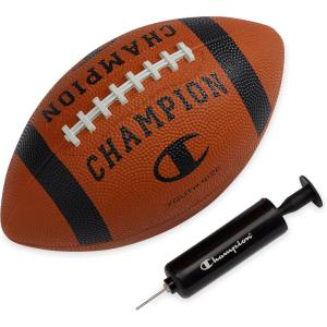 imageChampion Blitz Football AllWeather Football Enhanced Grip Durable Rubber Cover and Molded Laces for Outdoor Sports ampamp Training Includes 6 Ball PumpClassicBlack