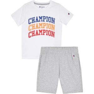 imageChampion Boys Shorts Sets 2 Piece Tee Shirt and Athletic Shorts for KidsBright Whitegrey Heather