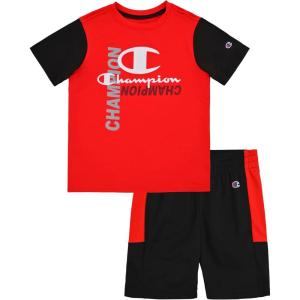 imageChampion Boys Shorts Sets 2 Piece Tee Shirt and Athletic Shorts for KidsCrimsonblack