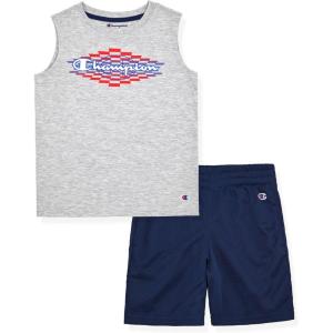 imageChampion Boys Shorts Sets 2 Piece Tee Shirt and Athletic Shorts for KidsNavy Bluegrey Heather