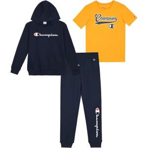 imageChampion Boys Sweatsuit Set for Kids 3 Piece Boys Hoodie Jogger and Tee Shirt Tracksuit OutfitNavyyellow
