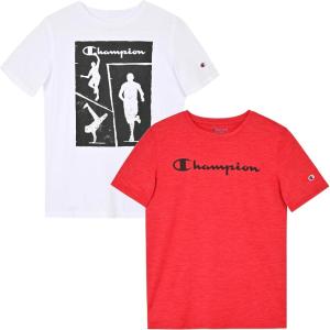 imageChampion Boys Tee Shirts 2 Pack Short Sleeve TShirts for Boys in Sizes 418Bright Whitered Poly
