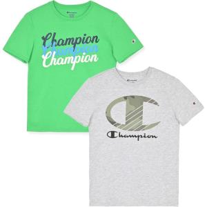 imageChampion Boys Tee Shirts 2 Pack Short Sleeve TShirts for Boys in Sizes 418Greengrey Heather