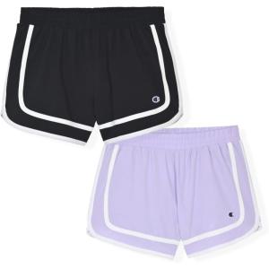 imageChampion Girls Heritage Foldover Mesh Running Basketball Short 275 Inch InseamBlackpastel Lilac