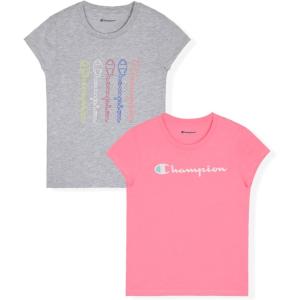 imageChampion Girls Tee Shirt for Kids Short Sleeve TShirt Girls TopsBright Pinkgray Heather