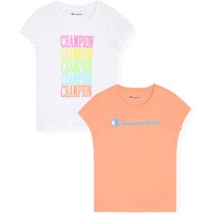 imageChampion Girls Tee Shirt for Kids Short Sleeve TShirt Girls TopsBright Whitepapaya Punch