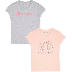 imageChampion Girls Tee Shirt for Kids Short Sleeve TShirt Girls TopsPink Mistgrey Heather
