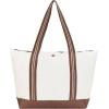 imageChampion Varsity Tote Bag with Zip Closure and Interior Mesh Pockets for Work Travel Daily Use NaturalBrownNaturalBrown