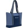 imageChampion Varsity Tote Bag with Zip Closure and Interior Mesh Pockets for Work Travel Daily Use NaturalBrownSeven Seas BlueNavy