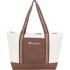 imageChampion Varsity Tote Bag with Zip Closure and Interior Mesh Pockets for Work Travel Daily Use NaturalBrownNaturalBrown