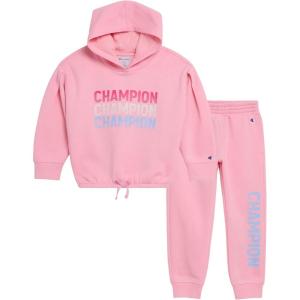 imageChampion Girls Hoodie and Sweatpant Set for Kids Athletic Fleece SweatsuitCandy Pink