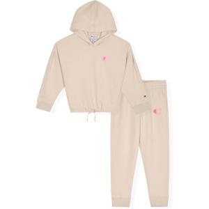 imageChampion Girls Hoodie and Sweatpant Set for Kids Athletic Fleece SweatsuitCream