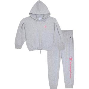 imageChampion Girls Hoodie and Sweatpant Set for Kids Athletic Fleece SweatsuitGrey Heather