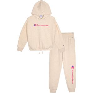 imageChampion Girls Hoodie and Sweatpant Set for Kids Athletic Fleece SweatsuitOatmeal Heahter