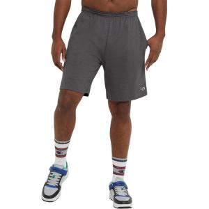 imageChampion Mens 9 Lounge Shorts Standard Fit Lightweight Available in Regular and Big ampamp TallGranite Heather  C Patch Logo