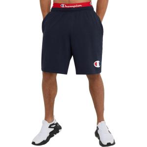 imageChampion Mens 9 Lounge Shorts Standard Fit Lightweight Available in Regular and Big ampamp TallNavy  C Logo