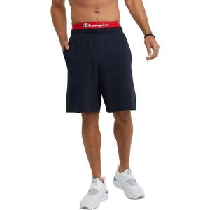 imageChampion Mens 9 Lounge Shorts Standard Fit Lightweight Available in Regular and Big ampamp TallNavy  C Patch Logo