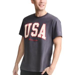 imageChampion Mens Classic Graphic Short Sleeve TShirt Standard Fit 2025 GraphicsNine Iron  Usa Block Logo