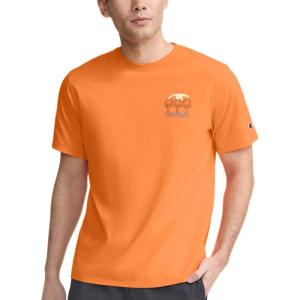 imageChampion Mens Classic Graphic Short Sleeve TShirt Standard Fit 2025 GraphicsPop Orange  Sunset Vibes