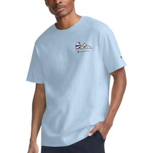 imageChampion Mens Classic Graphic Short Sleeve TShirt Standard Fit 2025 GraphicsSpring Sky Blue  Cooked in the Usa