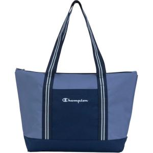 imageChampion Varsity Tote Bag with Zip Closure and Interior Mesh Pockets for Work Travel Daily Use NaturalBrownSeven Seas BlueNavy