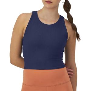 imageChampion Womens Crop Top Soft Touch Moisture Wicking Ribbed Cropped Top for WomenBlown Glass Blue