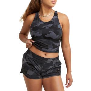 imageChampion Womens Crop Top Soft Touch Moisture Wicking Ribbed Cropped Top for WomenSport Camo Ammo Black