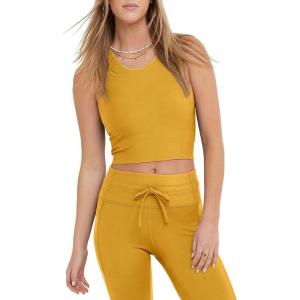 imageChampion Womens Crop Top Soft Touch Moisture Wicking Ribbed Cropped Top for WomenSun Dial Yellow Ribbed
