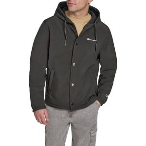 imageChampion mens Hooded Coaches Rain JacketBlack Soft Shell