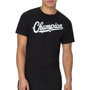 imageChampion Mens Heritage Short Sleeve Tee Mens TShirts Vintage Shirts Mens Tee Shirts GraphicsBlack  Script Logo