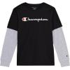 imageChampion Boys Long Sleeve Tee Shirt for Kids Athletic TopsJet Black