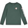 imageChampion Boys Long Sleeve Tee Shirt for Kids Athletic TopsSignature Dark Forest Green