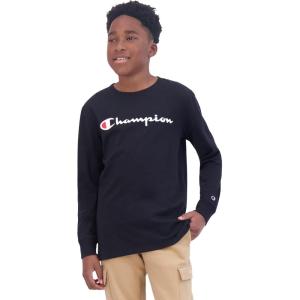 imageChampion Boys Long Sleeve Tee Shirt for Kids Athletic TopsSignature Black