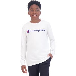 imageChampion Boys Long Sleeve Tee Shirt for Kids Athletic TopsSignature Bright White