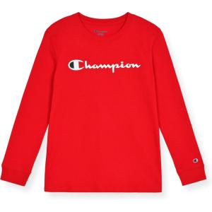 imageChampion Boys Long Sleeve Tee Shirt for Kids Athletic TopsSignature Lychee Red