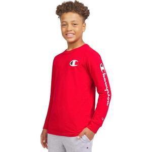 imageChampion Boys Long Sleeve Tee Shirt for Kids Athletic TopsSignature Red