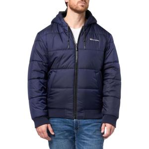 imageChampion Mens Reversible Puffer Jacket with Drawstring HoodNavyCharcoal