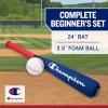imageChampion Big Fly Foam Bat amp Ball Set for Kids Ages 3 RedWhiteBlue Oversized 24 Bat with Molded Core and Soft Ball Lightweight Design for Safe Indoor or Outdoor Baseball PlayRedBlack RedWhiteBlue