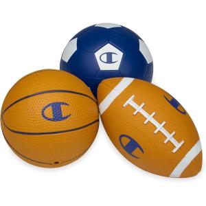 imageChampion AllWeather Mini Sports Balls Pack of 4 Classic Rubber amp PVCCover Soccer Basketball amp Football amp Baseball Durable Construction for Backyard Playground School and Indoor PlayCLASSIC