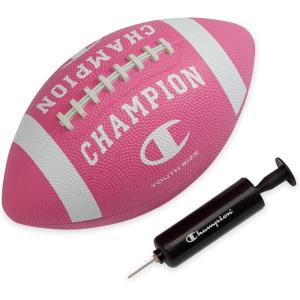 imageChampion Blitz Football AllWeather Football Enhanced Grip Durable Rubber Cover and Molded Laces for Outdoor Sports amp Training Includes 6 Ball PumpOptic PinkWhite