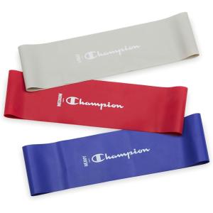imageChampion Loop Resistance Bands 3Pack GreyRedBlue LightMediumHeavy OdorFree 4 Rubber  Latex Exercise Bands for Strength Training and Physical Therapy Includes Exercise Guide
